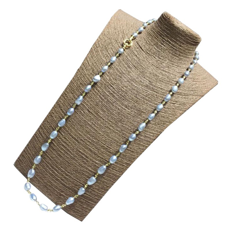 Elegant Gray Pearl Sweater Chain Simple Pearl Long Chain Freshwater Genuine Pearl Sweater Necklace Manufacturer Wholesale in Stock