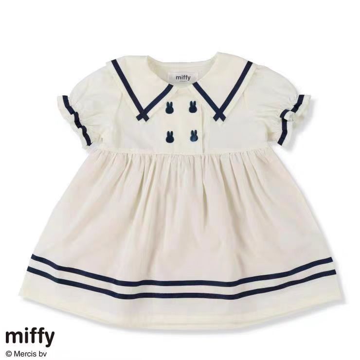 Picture of 2025 Summer Miffy Rabbit Children's Clothing Baby Girl Cute Short Sleeve Lapel Dress