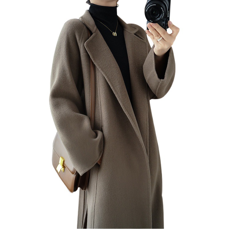 Double-Sided Cashmere Outwear for Women Mid-Length Over-The-Knee Loose Large Size Woolen Woolen Outwear 2025 Winter New Style High-End