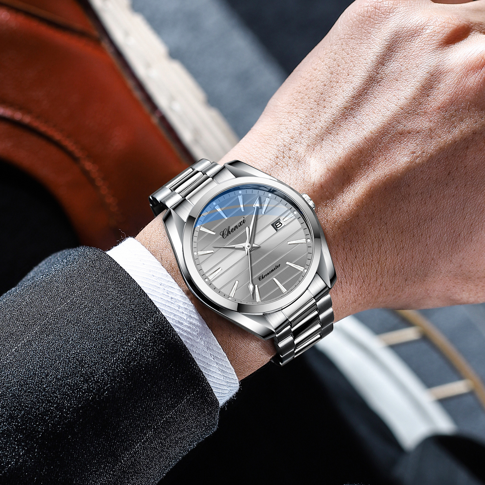Picture of Dawn quartz watch men's steel band waterproof luminous fashion business simple men's watch manufacturers wholesale
