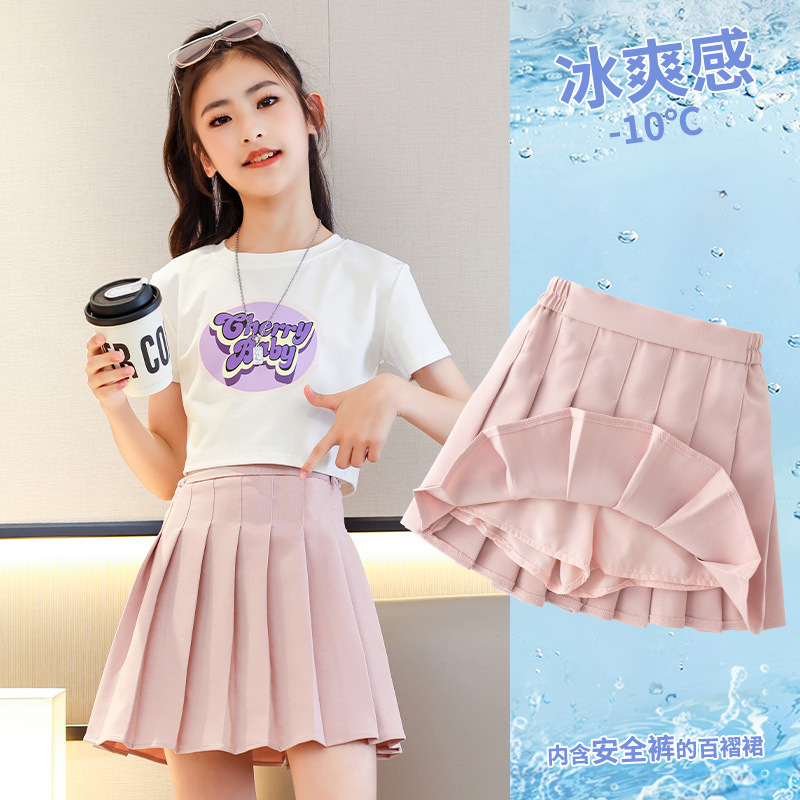 Picture of Girls Tennis Skirt Summer Girls Big Kids Sports Pleated Skirt New Summer Dress Children's JK Skirt Black All-Match