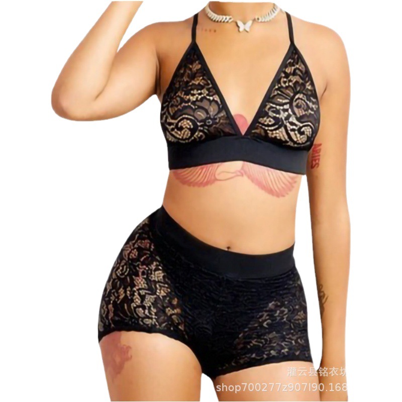 European and American new sexy lace perspective bag women support one-piece delivery in stock temptation sexy lingerie sexy