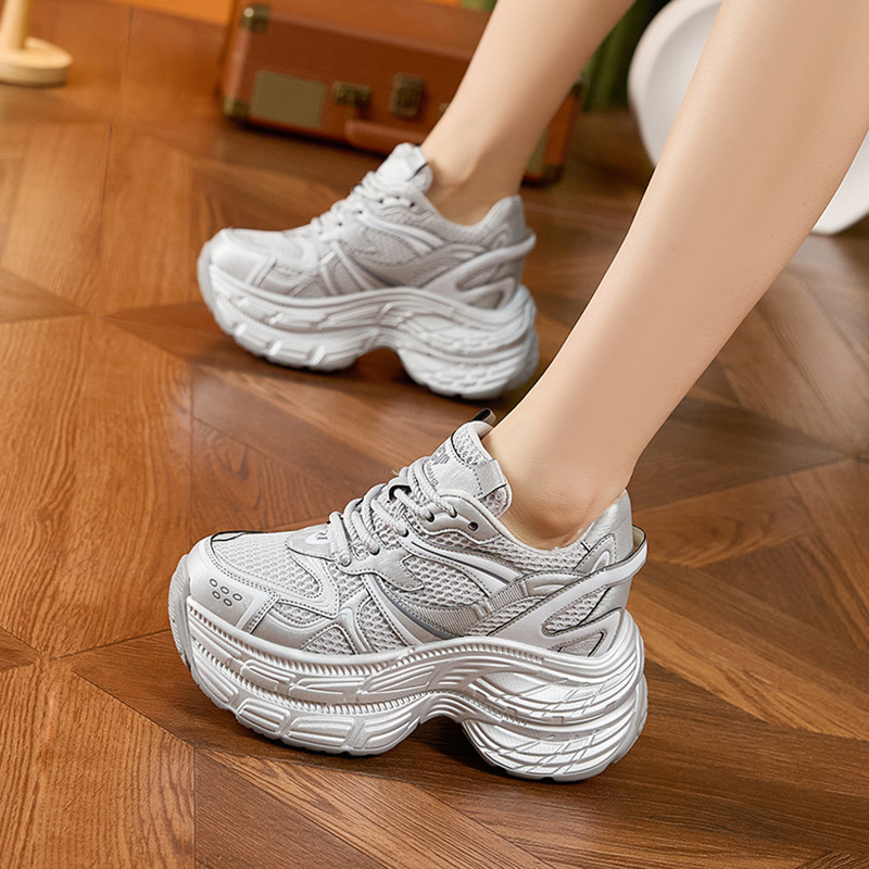 Mesh Thick-soled Torre Shoes Women's 2025 Spring New Fashionable All-match Breathable Casual sneaker Height-increasing Women's Shoes