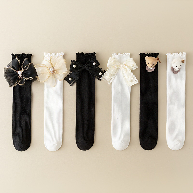Lolita girls' socks spring and autumn 23 new Japanese lace Sweet Children's mid-calf socks bow