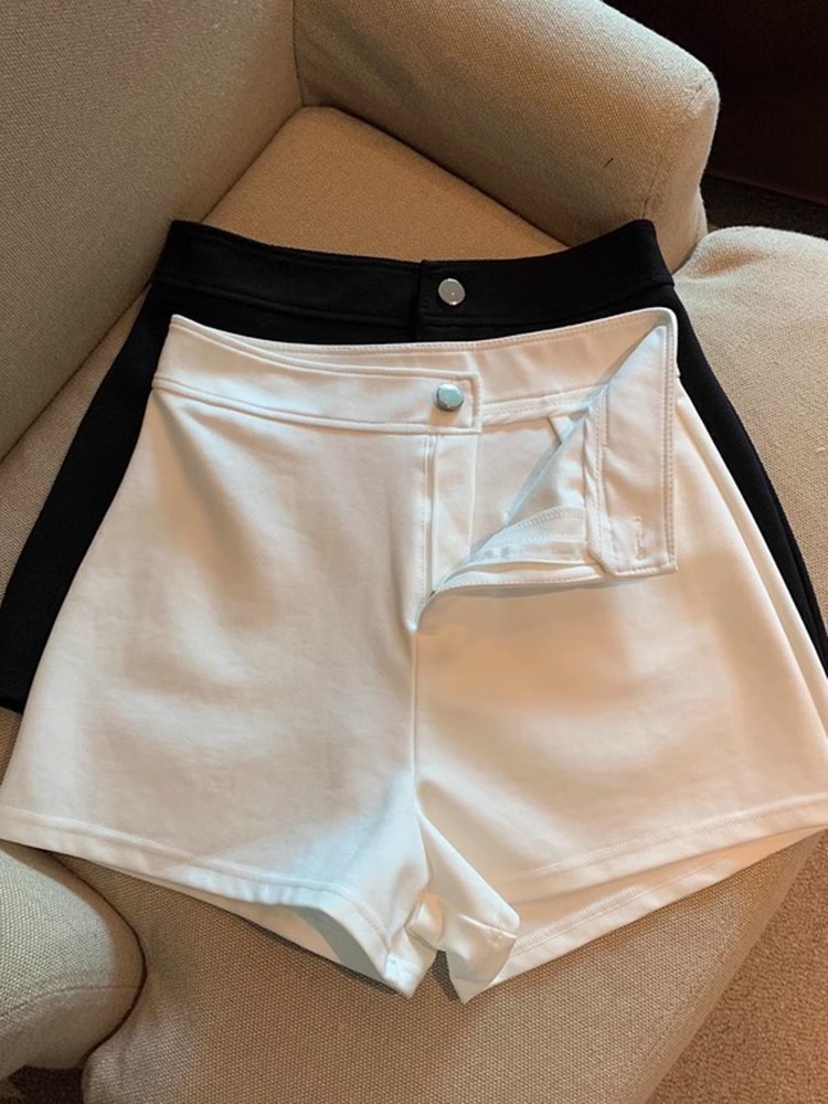 Black Lower Body Missing Suit Shorts Women's 2024 Spring High Waist Slimming A- Line Tight Stretch Hot Pants