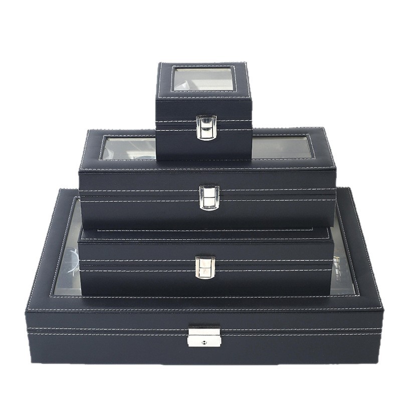 Picture of Manufacturer Recommends Pu Leather Series Watch Box Black Mechanical Watch Multi-Position Storage Box Household Square Gift Watch