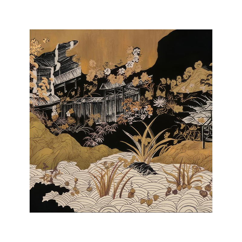 Picture of Xianting Small Courtyard French Middle-style Art Living Room Decorative Painting Retro New Chinese-style Mountain Wild Hanging Painting Entrance Murals