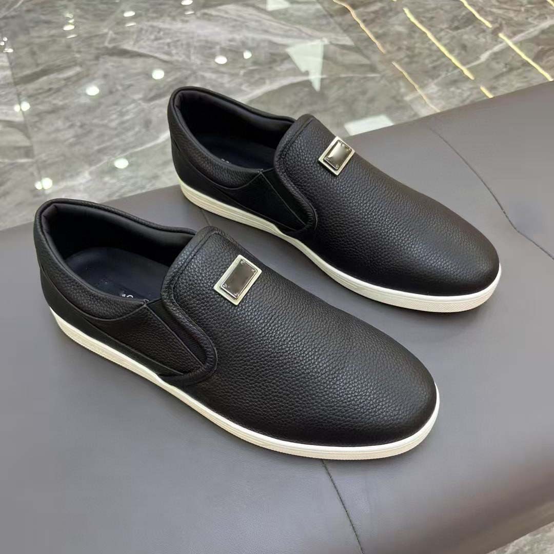 European New Men's Round-Toe Top-Layer Cowhide Casual Shoes Breathable Single Shoes Men's Business Hollow Fashion Men's Sneakers