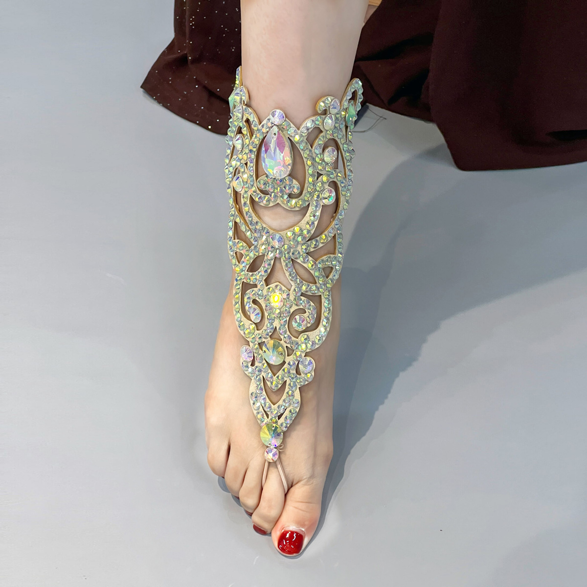 Dancer Belly Dance Foot Handmade Hot Drilling Watch Performance Foot Oriental Dance suit Necklace Accessories TL001