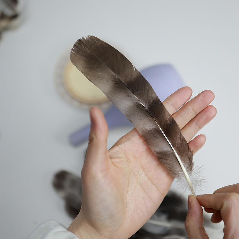 Picture of Wholesale in stock reed flower nest feather blue and white natural pheasant feather DIY decorations feather accessories hat headdress material
