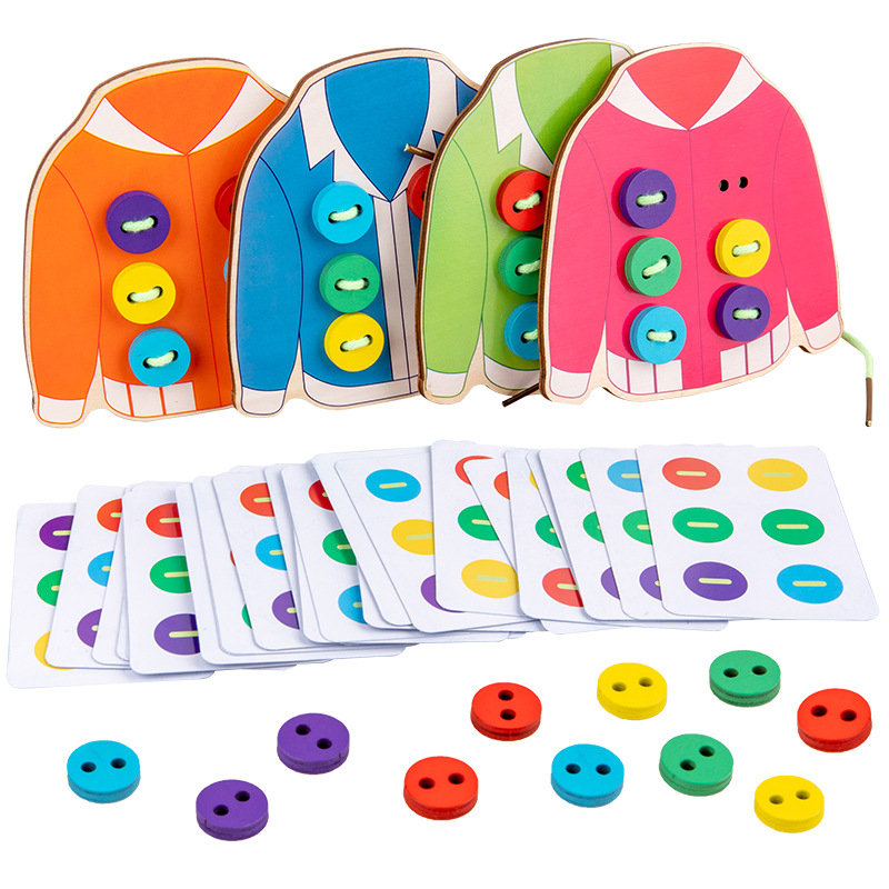 Picture of Montessori clothes rope sewing button threading hand-eye coordination daily life teaching aids baby concentration early education toys