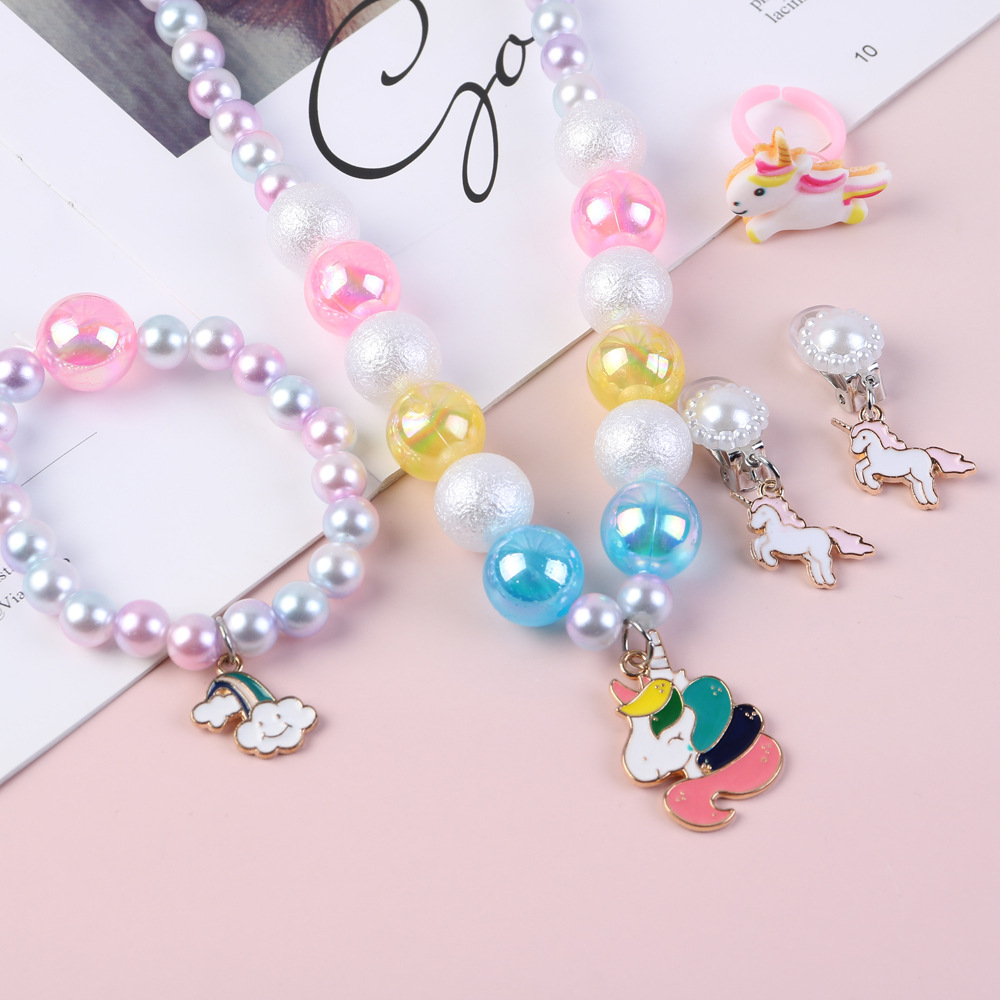 Picture of Amazon New Kidsren's Necklace Unicorn Bead Set DIY Kidsren's Jewelry Girls Ring Necklace Wholesale