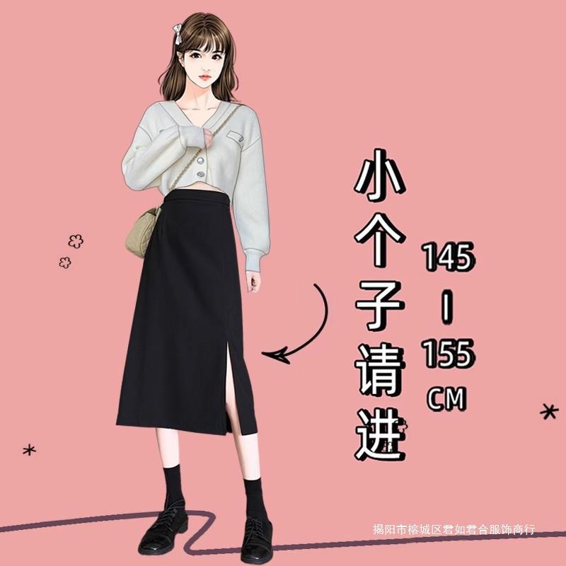 High Waist A- Line Skirt Women's Early Spring 2024 Spring New Loose Slim Sheath Split Mid-Length Skirt