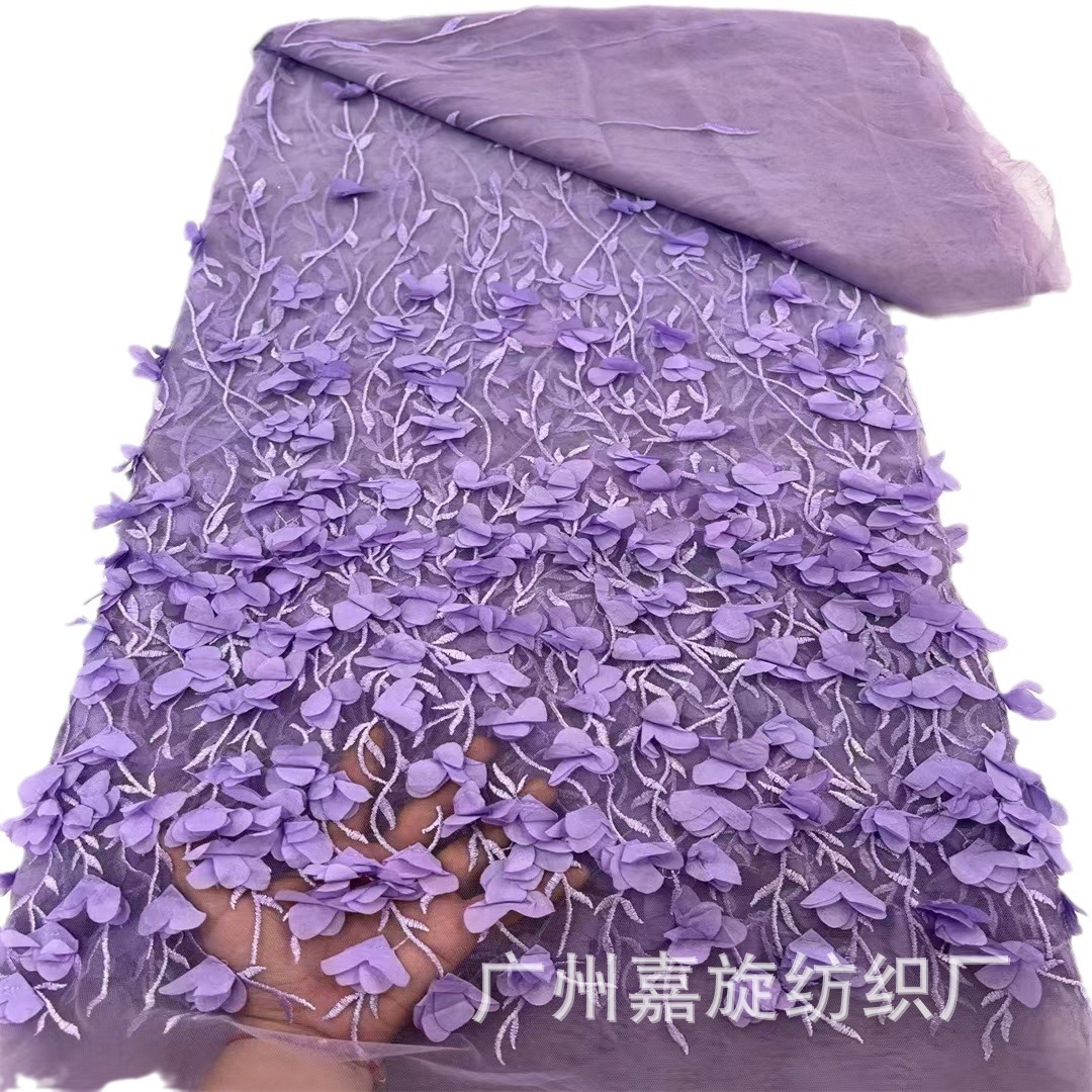 Picture of Unilateral gradient three-dimensional flower embroidery mesh fabric wicker flower children's clothing tutu skirt dress dress embroidered cloth