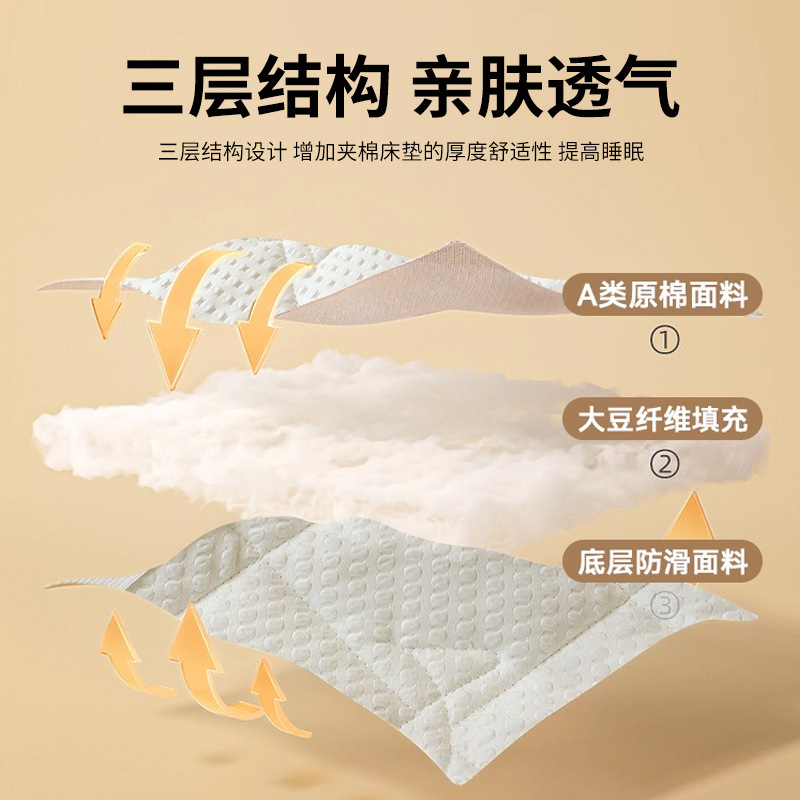 Picture of Pure Soy Fiber Foldable Mattress Cover Student Soft Cushion Thin Mattress Quilt Removable Protective Pad