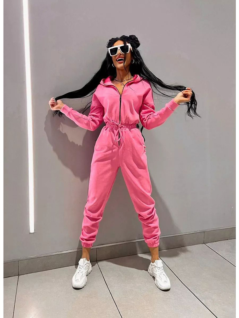 Picture of Cross-border Best Selling 2024 Amazon ebay Sports Casual Women's Clothing Hooded Rope Leg Jumpsuit suit