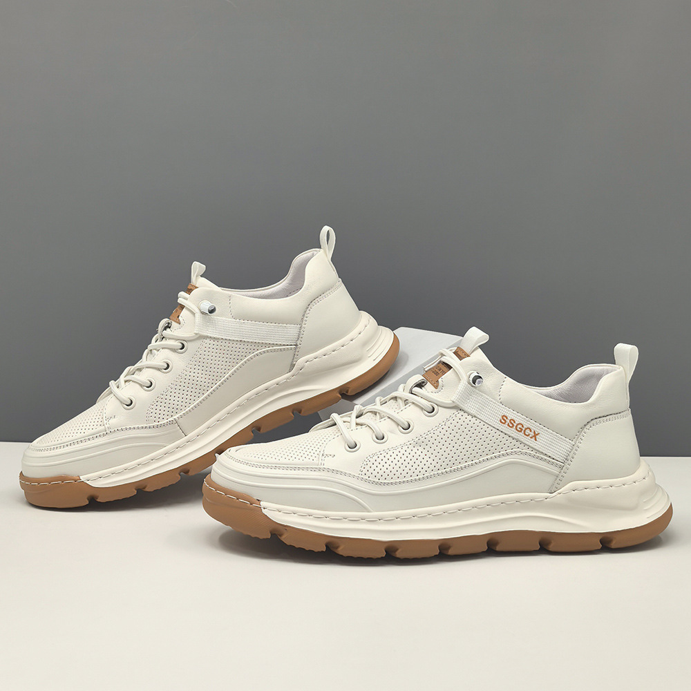 Genuine Leather Sneakers Men's Trendy All-match Shoes European Station Men's Shoes Casual Shoes Men's Light Luxury Slip-on Shoes
