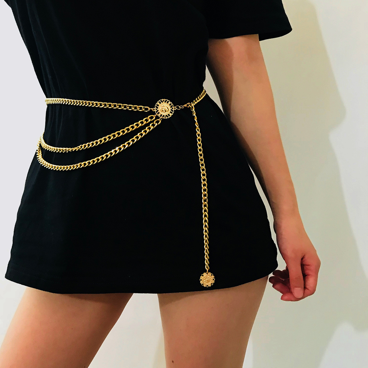 European and American Accessories Cross-border New Retro Sexy Trendy Women's Body Chain 2022 Simple Yoga Aluminum Waist Chain