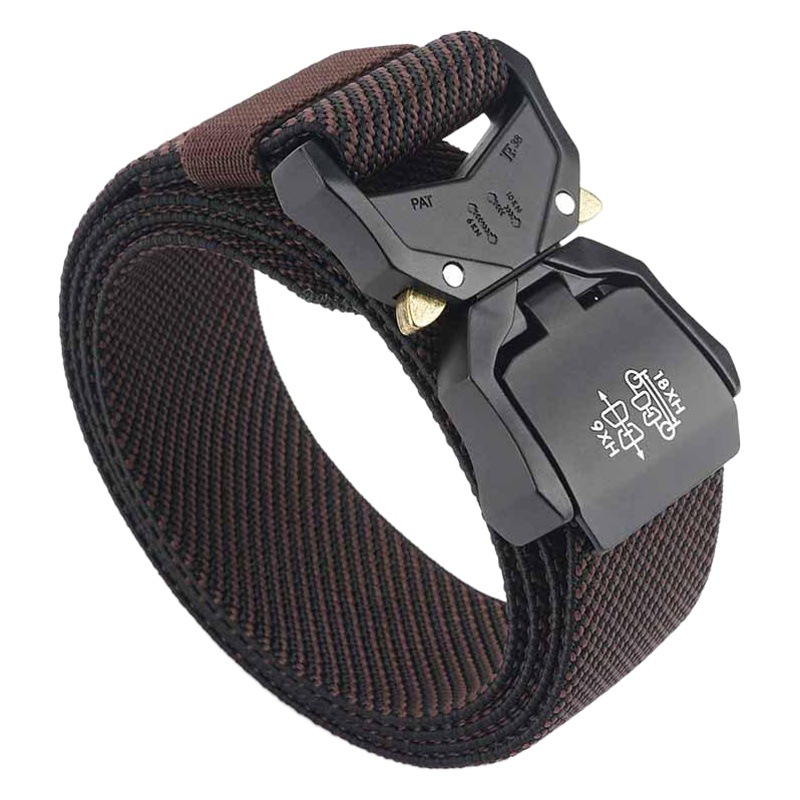 New Aluminum Alloy Outdoor Tactical Nylon Belt Men's Elastic Trouser Belt Military Fan Work Belt Can Be Printed with Logo