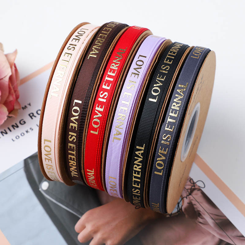 Wholesale 1cm Threaded Tape Korean Webbing Ribbon Flower Packaging Gift Box Decorative Ribbed English Ribbon 35 Yards