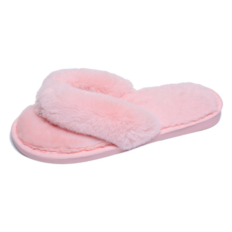 Furry Slippers for Women 2025 Winter New Amazon Wish Large Size Korean Style Fashion Flip-Flops for Women