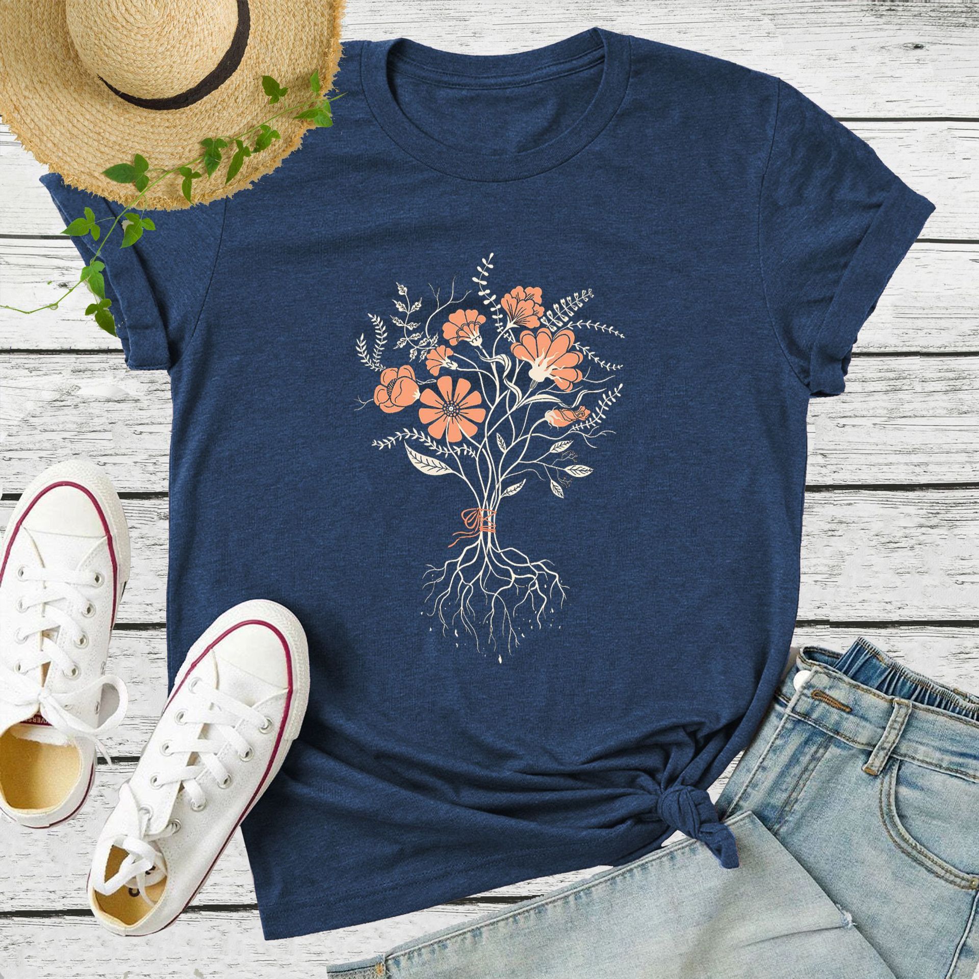 2023 Cross-border Amazon Mother's Day Baseball MOM Pattern Short-sleeved Loose Color Cotton Bracket T-shirt