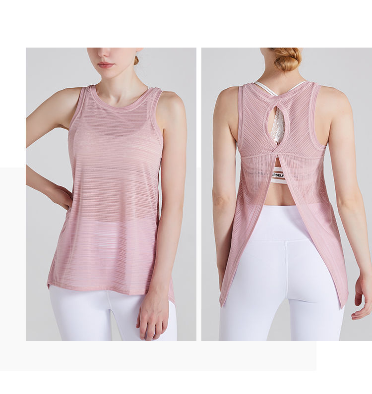 Picture of 2025 New Yoga Wear Vest Women's Quick-Drying Sports Top Beautiful Back Sleeveless Coverall Loose Fitness Wear Cover-Up Women