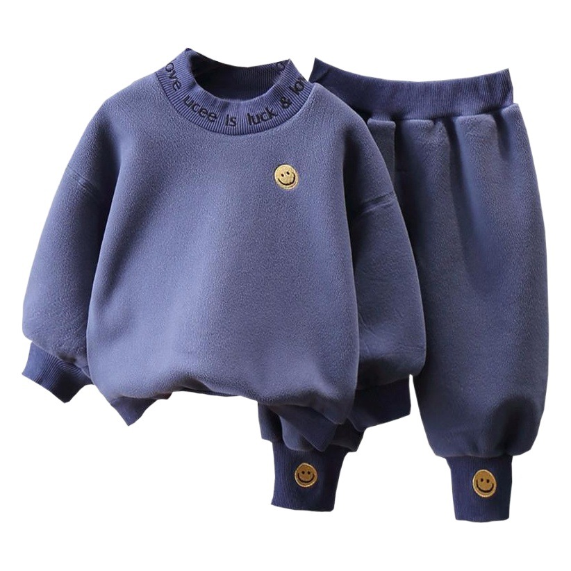 Children's Clothing Winter Suits for Boys and Girls Fleece-Lined Long-Sleeved Sweatshirts Casual Pants Kidsren's Sportswear Two-Piece Set Trendy