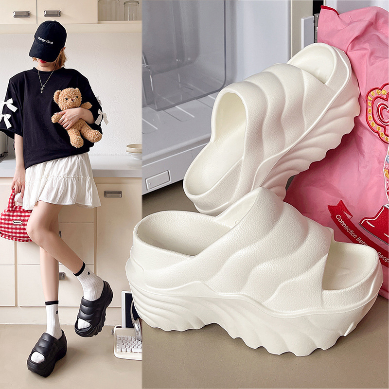 High-Heeled Slippers 2024 New Fashion Thick-Soled Internet Celebrity 10cm Women's Height-Increasing Outdoor Wear in Stock Ins Comfortable Versatile