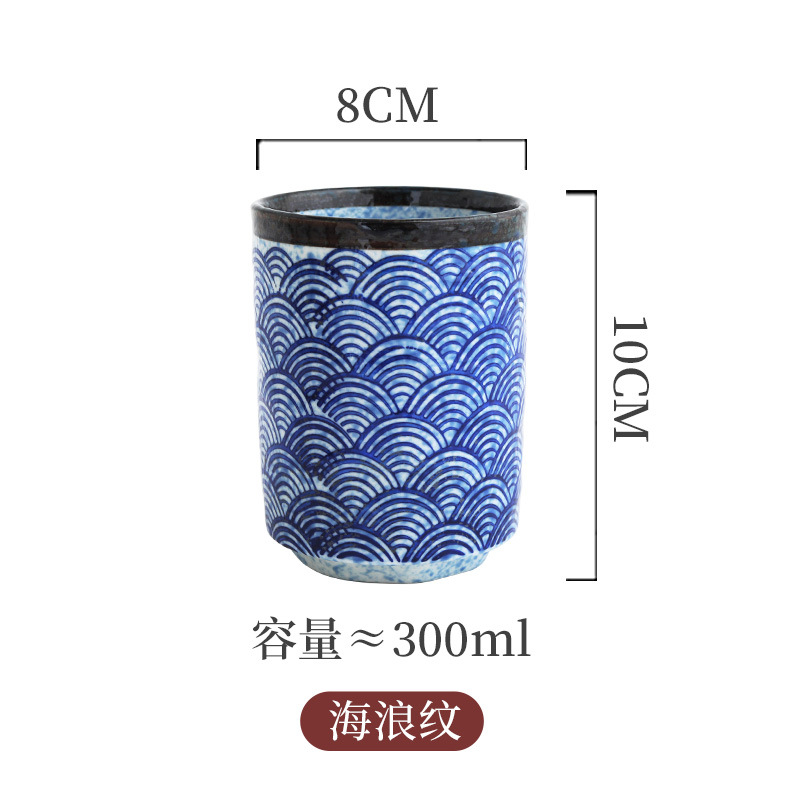 Picture of Japanese Style Creative Ceramic Vintage Tea Cup Sushi Cup Stoneware Straight Body Cup Stoneware Water Cup for Household Restaurant