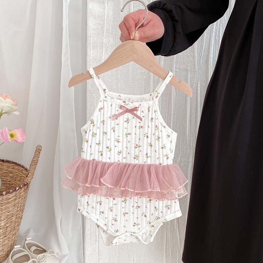 Baby's Thin Clothes Summer Sling Floral Dress Women's Baby's Stitching Western-style Bags Vest Bodice