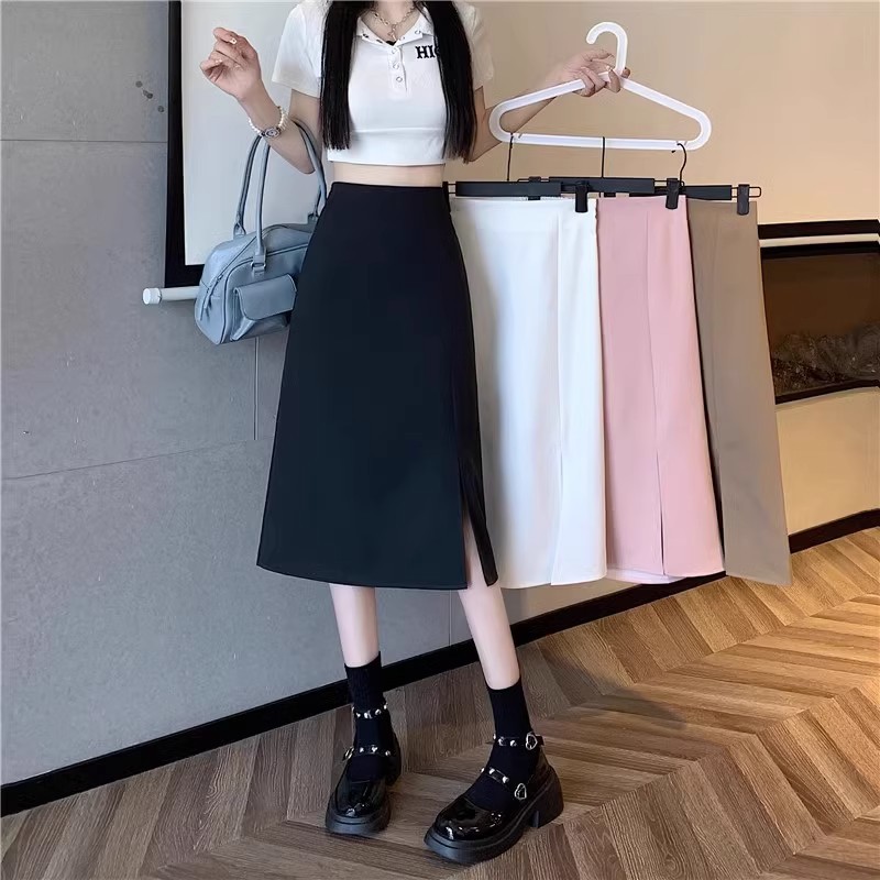 plus size 2024 Summer New chubby girl Slimming Pear-shaped Body Suit Skirt Women's High Waist A- line Belly Covering Skirt