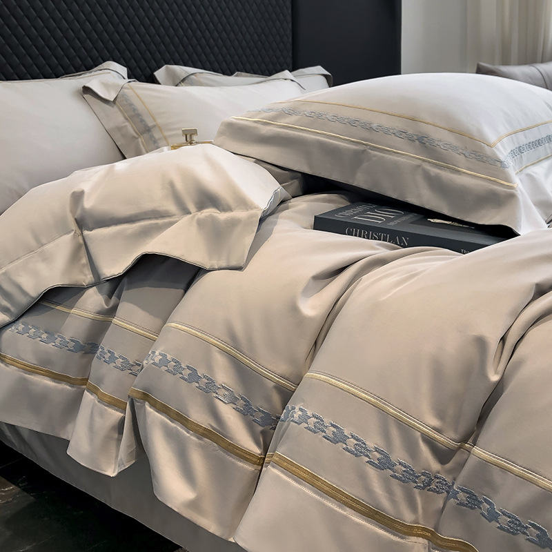 Picture of Light luxury 200S long staple cotton cotton four-piece set 100 cotton bedding sheets quilt cover bed 4-piece set a generation of hair