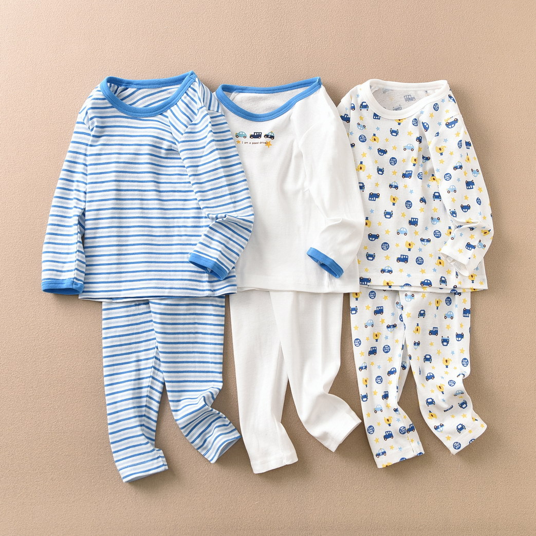 Distribution generation children's long-sleeved autumn clothes long pants close-fitting home pajamas export Japanese style car striped boys' stretch