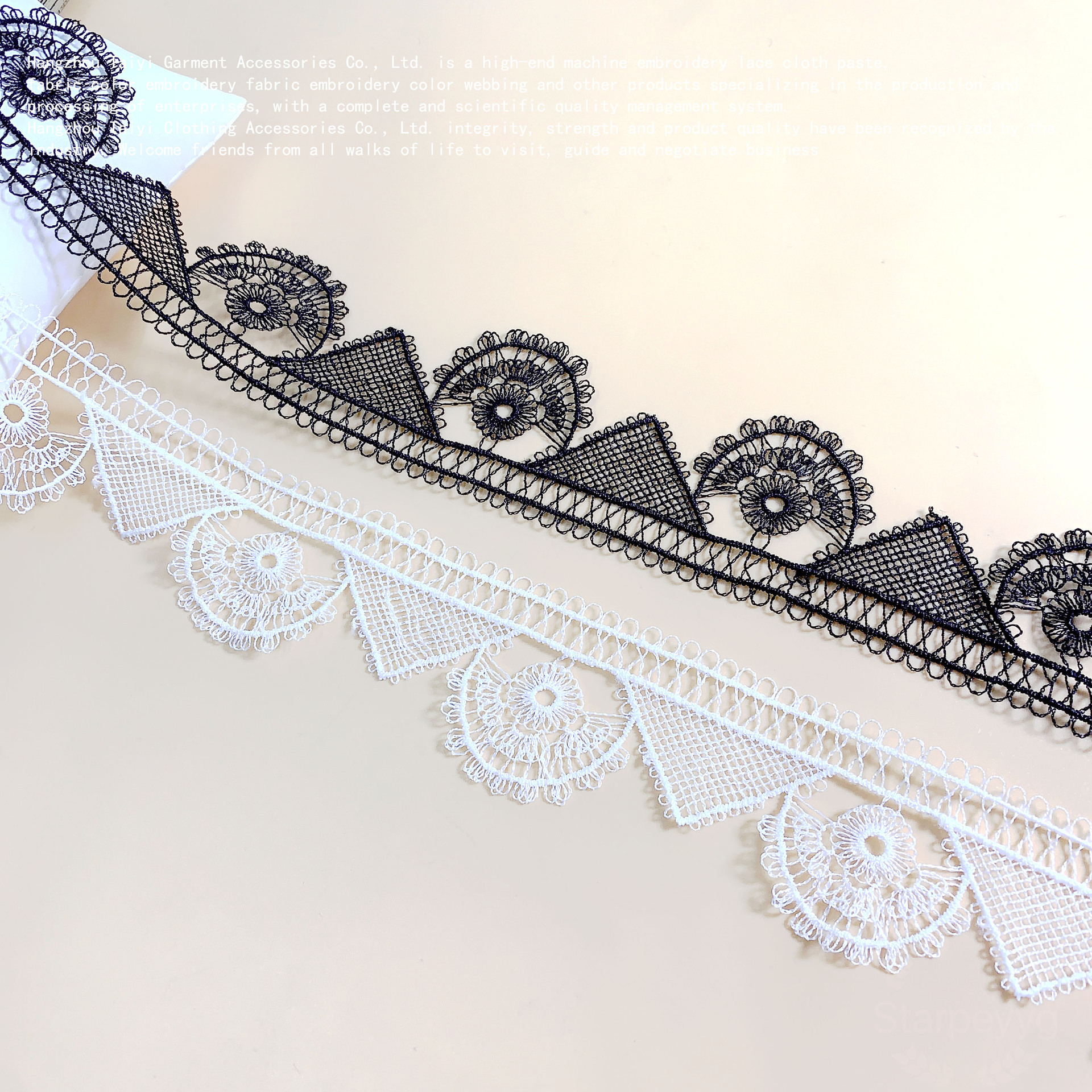Ultra-thin good polyester hollow polyester water-soluble lace clothing accessories red heart DIY unilateral wave bar code lace