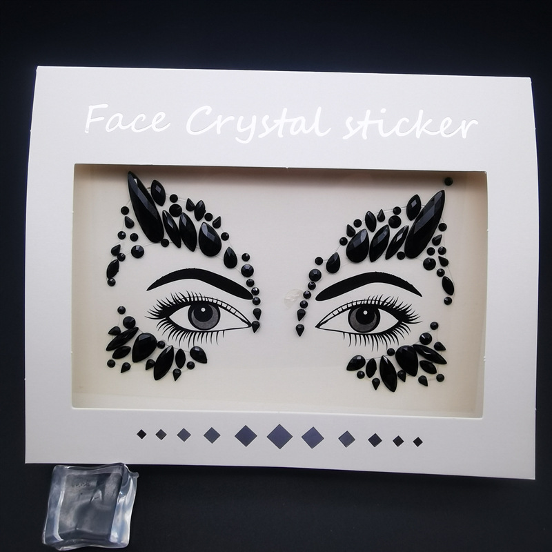 Picture of Internet Celebrity DIY Face Stickers, Eyebrow Stickers, Acrylic Accessories, Colorfulful Forehead Decoration, Masquerade Face Rhinestone Stickers
