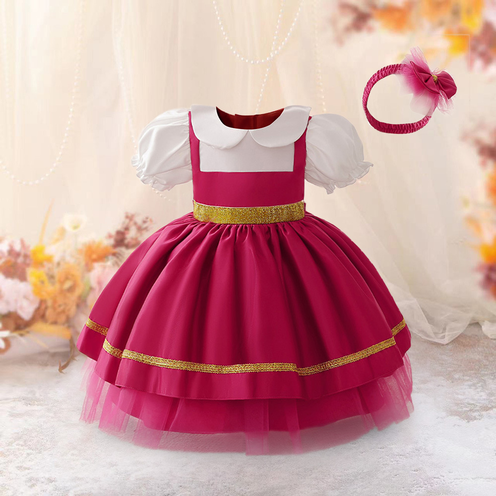 Cross-Border New Children's Dress Little Red Riding Hood Series Dress Puff Sleeve Princess Dress Christmas Evening Dress Child Dress