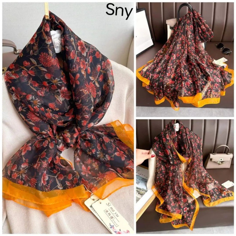 Picture of Spring and Summer New Soft Yarn Sunscreen Shawl Summer Thin Imitation Silk Long Silk Scarf Fashion Printed Flower Scarf