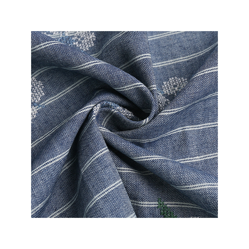 Picture of Denim Yarn-dyed Fabric Rose Flower Embroidered Fabric Jumpsuit Jacket Fabric