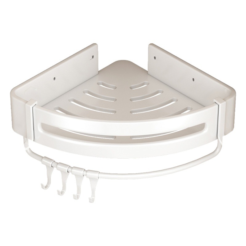Picture of White Toilet Bathroom Storage Rack Hole-free Shower Wash Table Toilet Bathroom Wall-mounted Storage Triangle