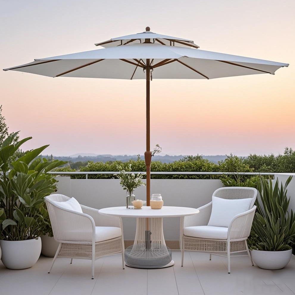 Picture of Outdoor Parasol Villa Courtyard Simple Home Leisure Balcony Terrace Outdoor Stall Sun Protection Double Top Center Column Umbrella