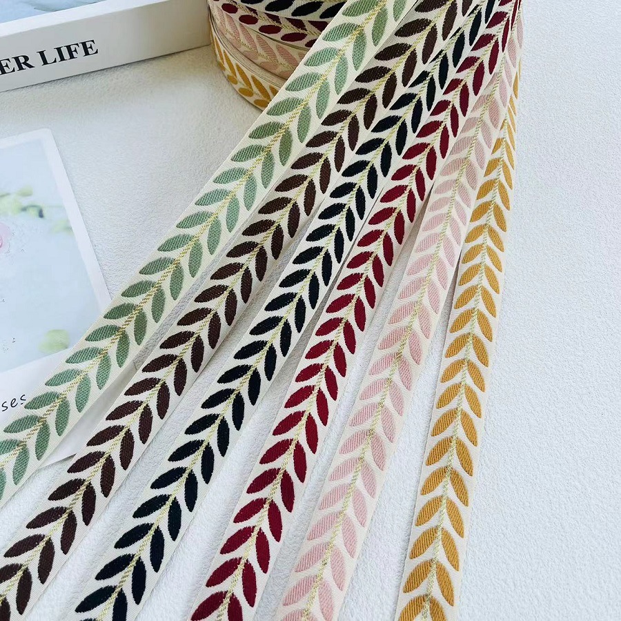 Ethnic Jacquard Ribbon Small Fresh Leaf Pattern Clothing Accessories AH-2871 Width 2.5CM