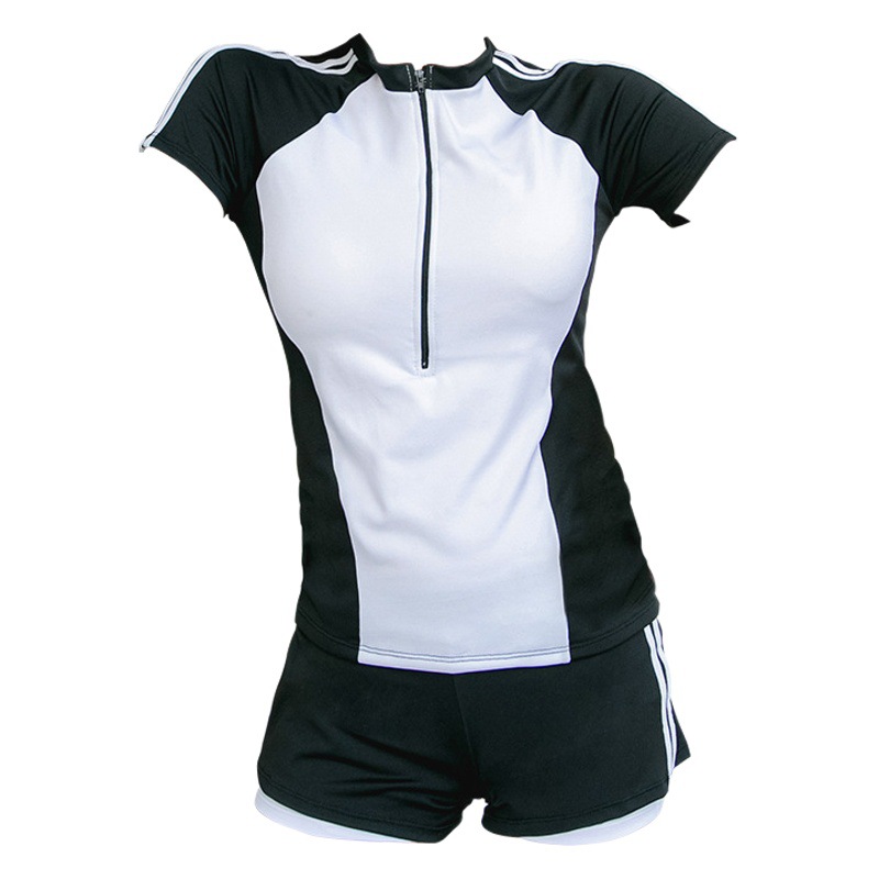 Spot New Split Swimsuit Sports Women's Flesh-Covering Slimming Short-Sleeved Two-Piece Swimsuit Hot Spring Vacation Swimsuit