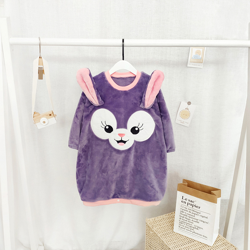 Picture of 10-30kg Middle and Large Children Can Open Button Anti-Kick and Anti-Cold Sleeping Bag Primary School Dormitory Autumn and Winter Coral Velvet Thermal Robe