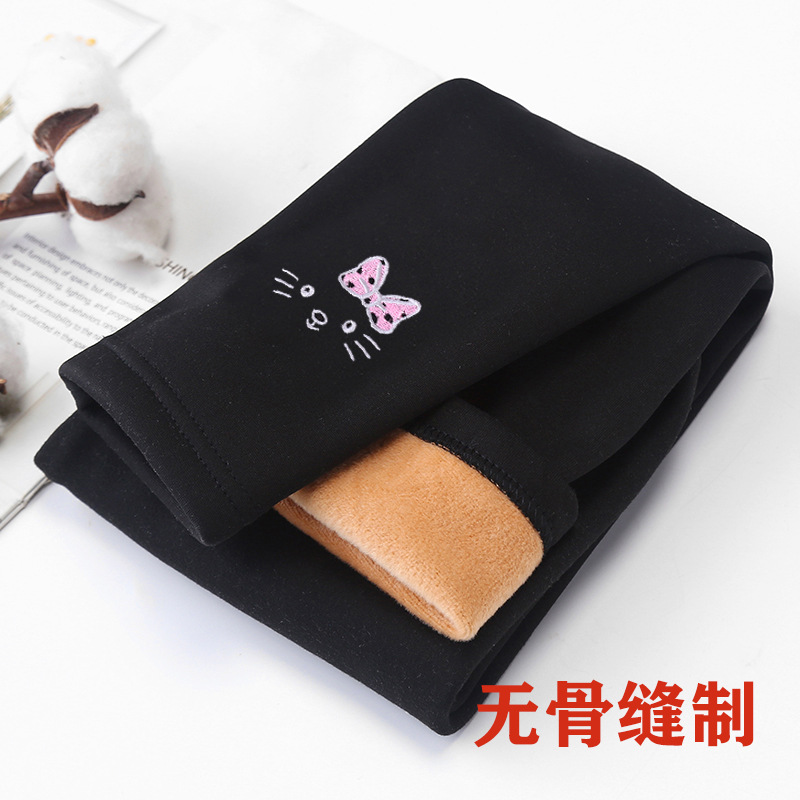 Picture of Autumn and winter Korean girls' leggings plus velvet padded boneless sewing rubber band mid-waist pants wholesale generation