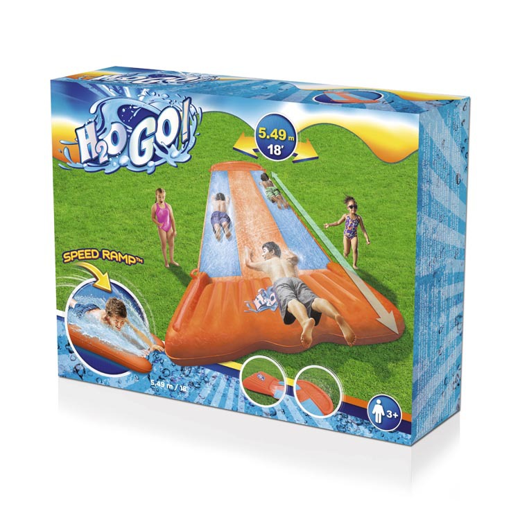 Picture of Bestway52328 three-person water slide children's water park play water spray mat lawn double water slide
