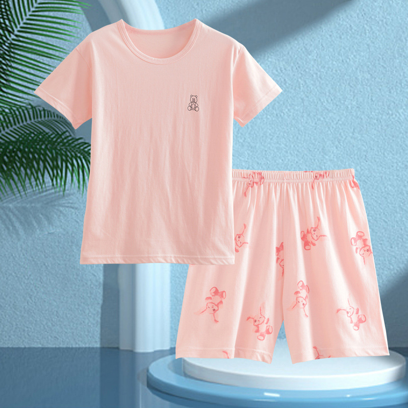 Picture of Boys' Pajamas Children's Summer Pure Cotton Short-sleeved Shorts Girls' Thin Home Clothes suit Big Children's Boys' Air-conditioning Clothes