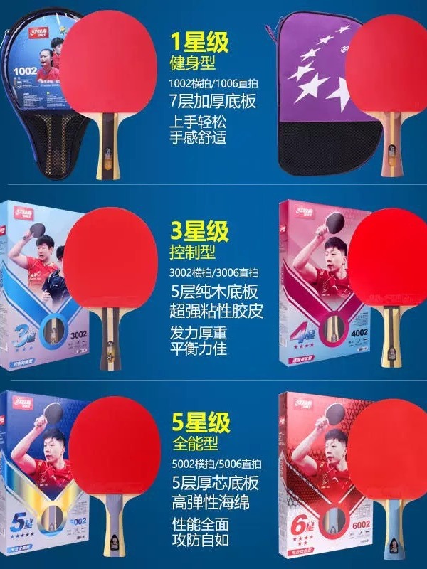Picture of Authentic Double Happiness Table Tennis Racket 9-Star Horizontal Racket Professional-Grade Five-Star Competition Special Double-Sided Crazy Reverse Glue H9002