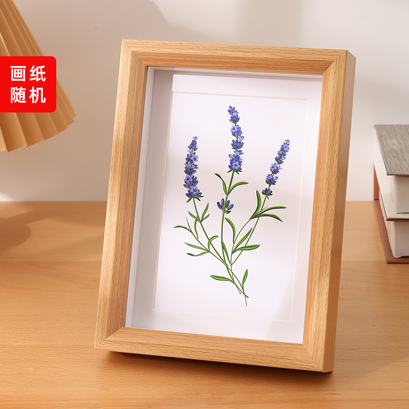Picture of Hollow three-dimensional photo frame table 6 inch photo frame 7 inch 8 inch 10 inch A4 wooden specimen photo frame inclined wall frame