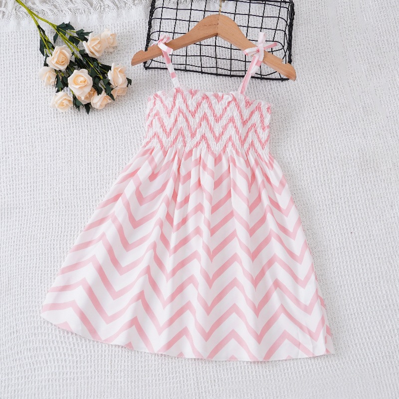 2023 new summer girls' striped dress children's Korean-style cute suspender skirt baby girls' holiday beach skirt